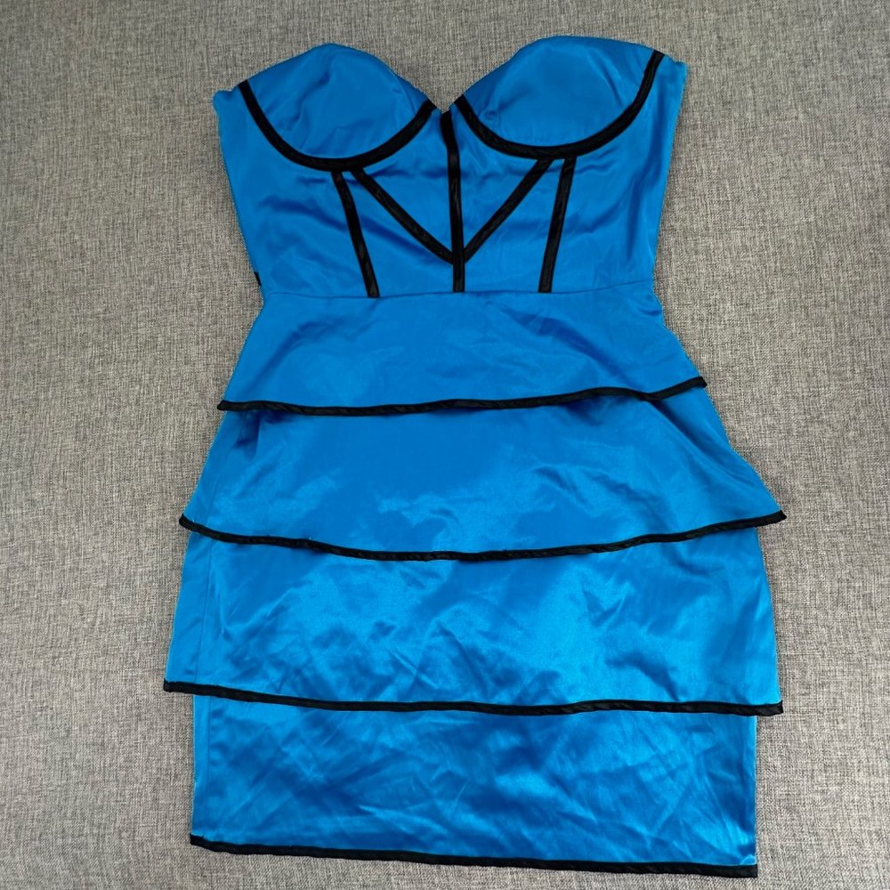 2b bebe Blue Cocktail Dress‎ Strapless XS Dance Party Evening Wear Brand New